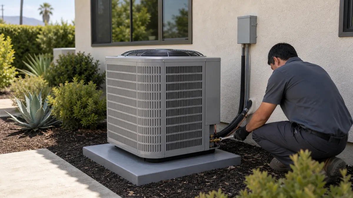 Illustration of a new Mitsubishi mini-split being installed in a West Covina home